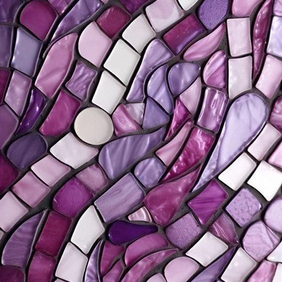 Mosaic pattern with purple and white tiles