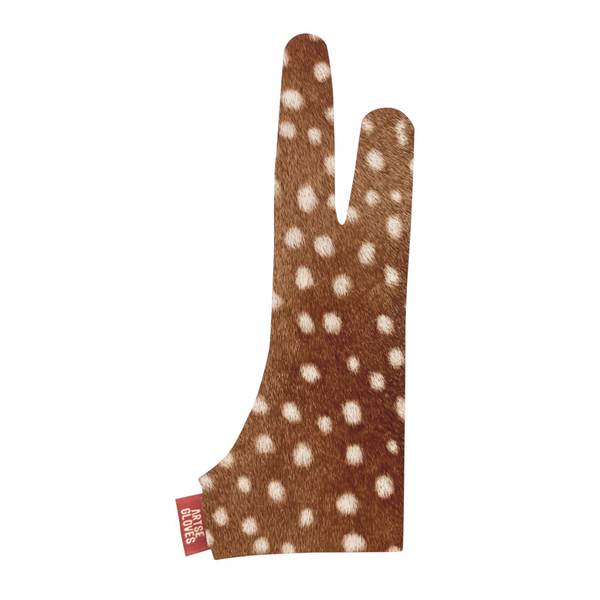 Brown glove with white polka dots on a white background
