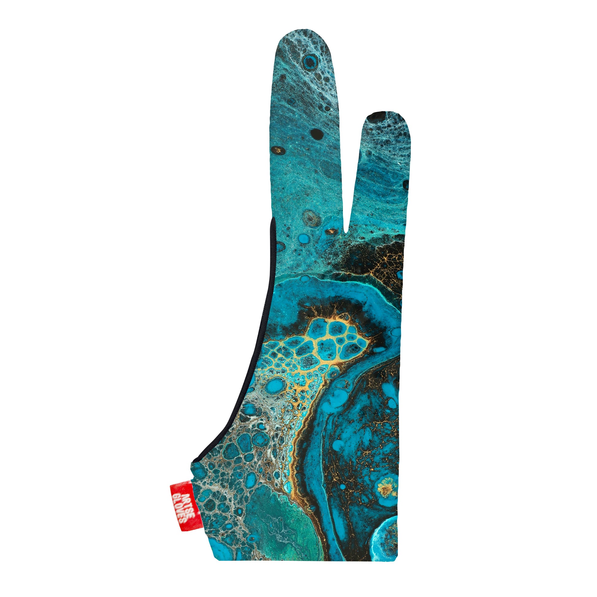 Artse gloves with two-finger anti-smudge abstract marbleised design, ideal for digital artists.