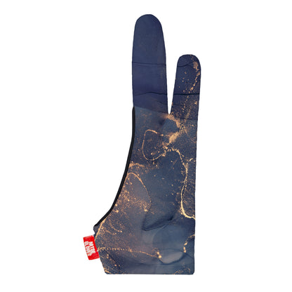 Artse gloves with two-finger anti-smudge golden splattered design, ideal for digital artists.