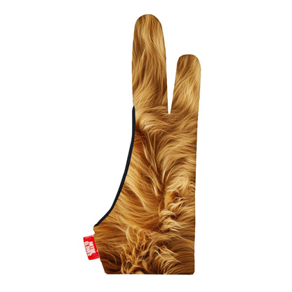 Artse gloves with two-finger anti-smudge golden fur design, ideal for digital artists.