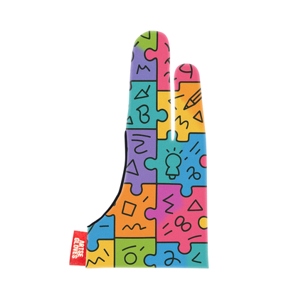 Colorful sock with geometric pattern on a white background