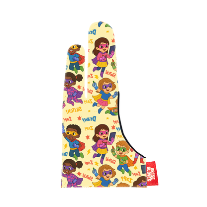 Colorful children's socks with superhero design on a white background