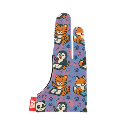 Colorful guitar pick holder with animal designs on a white background