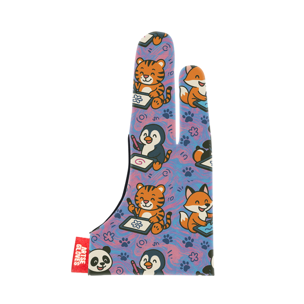 Colorful guitar pick holder with animal designs on a white background