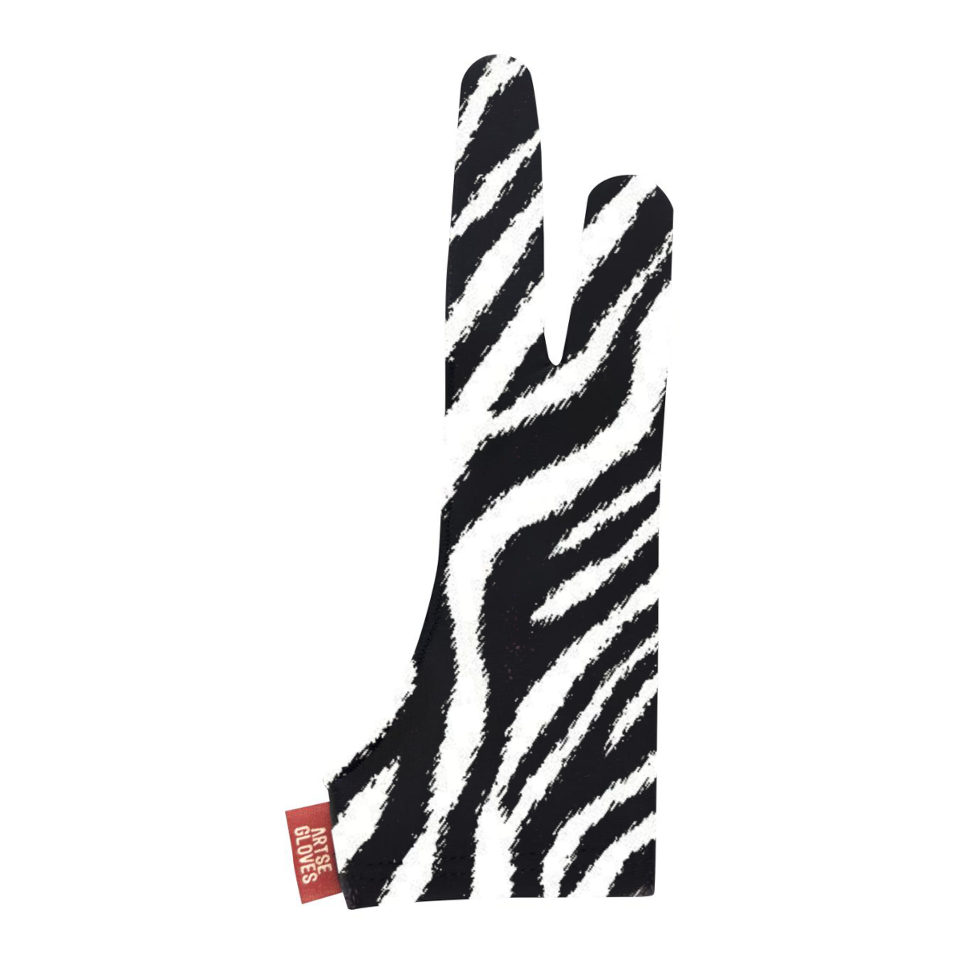 Zebra-patterned dog toy with a visible brand tag on a white background
