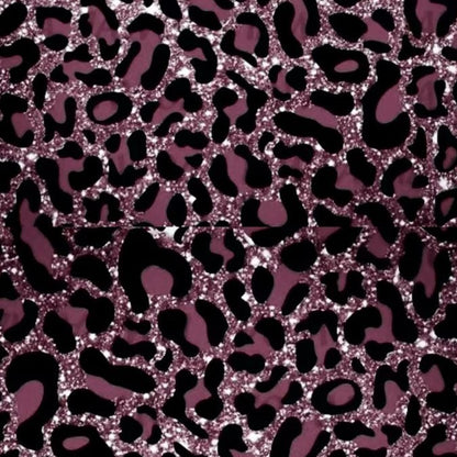 Leopard print pattern with pink and black colors on a textured background