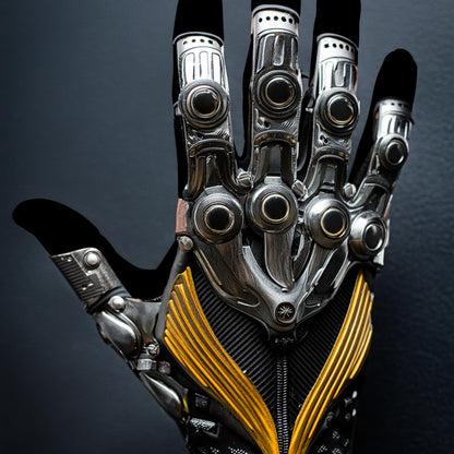 Gold circuit grip Artse Gloves template perfect for use in art, graphics, and fashion.