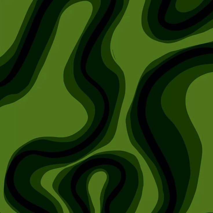 Abstract pattern of wavy lines in green and black on a green background