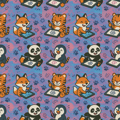 Tiger Panda Penguin Fox Kids Drawing Gloves for Tablet