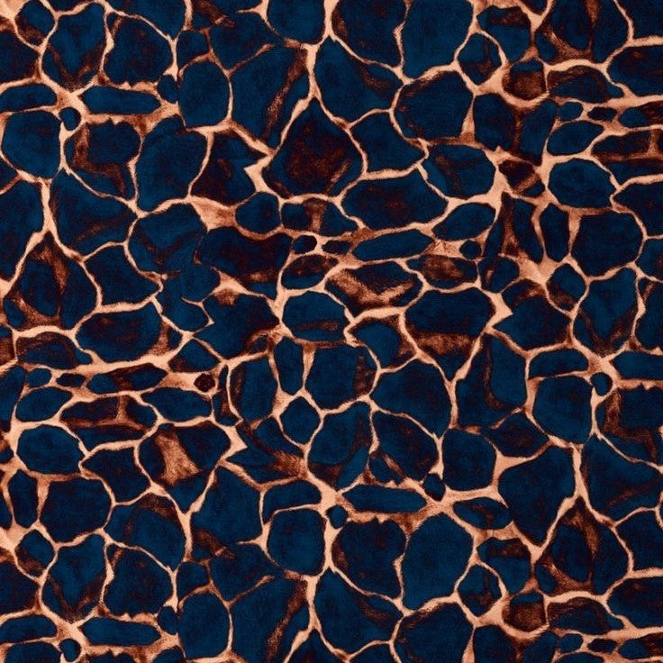 Patterned fabric with blue and brown colors